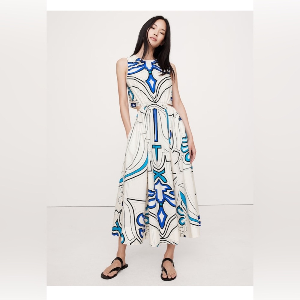 Banana Republic Blue and White Patterned Dress